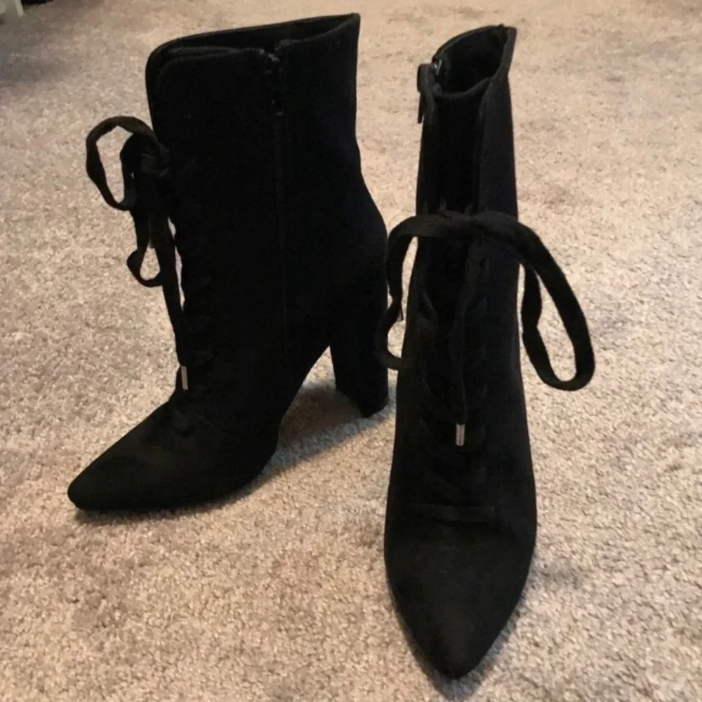 ASOS • “ELICIA” Black Lace-up Heeled Booties - Picture 7 of 13